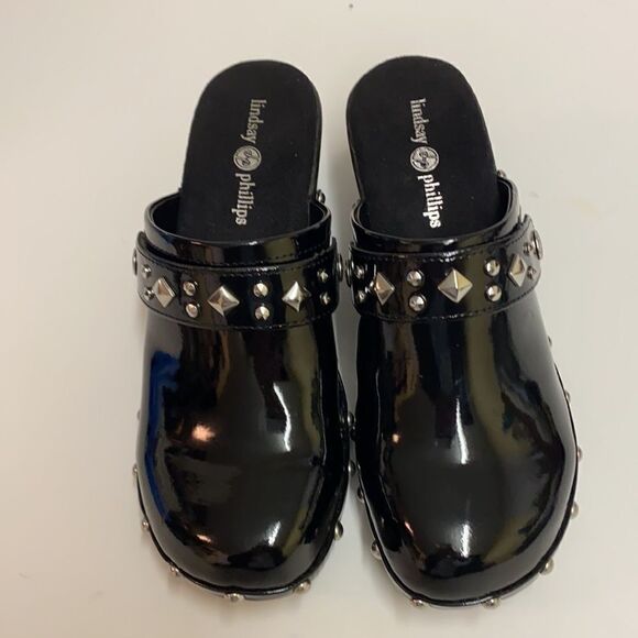 Lindsay Phillips Black Karin Studded clogs A21 - Picture 4 of 10